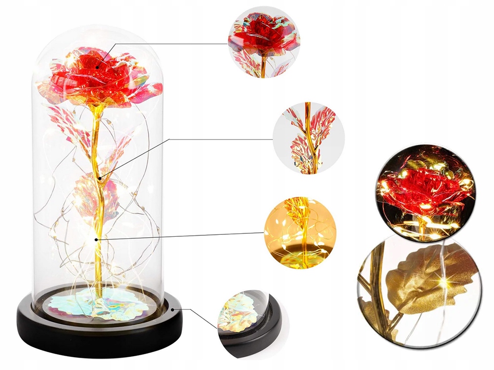 Wieczna Róża w Szkle – Świecący Prezent LED RGB - obrazek 5