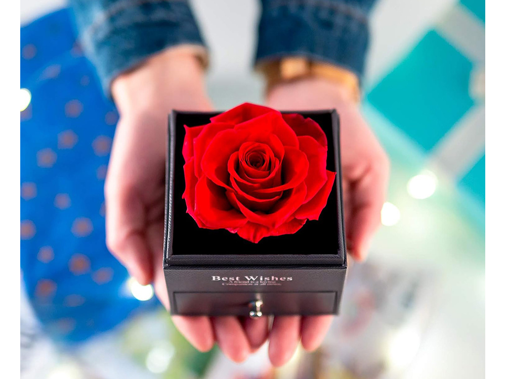 Róża w Pudełku – Elegancki Prezent z Ukrytą Szkatułką na Biżuterię - obrazek 5